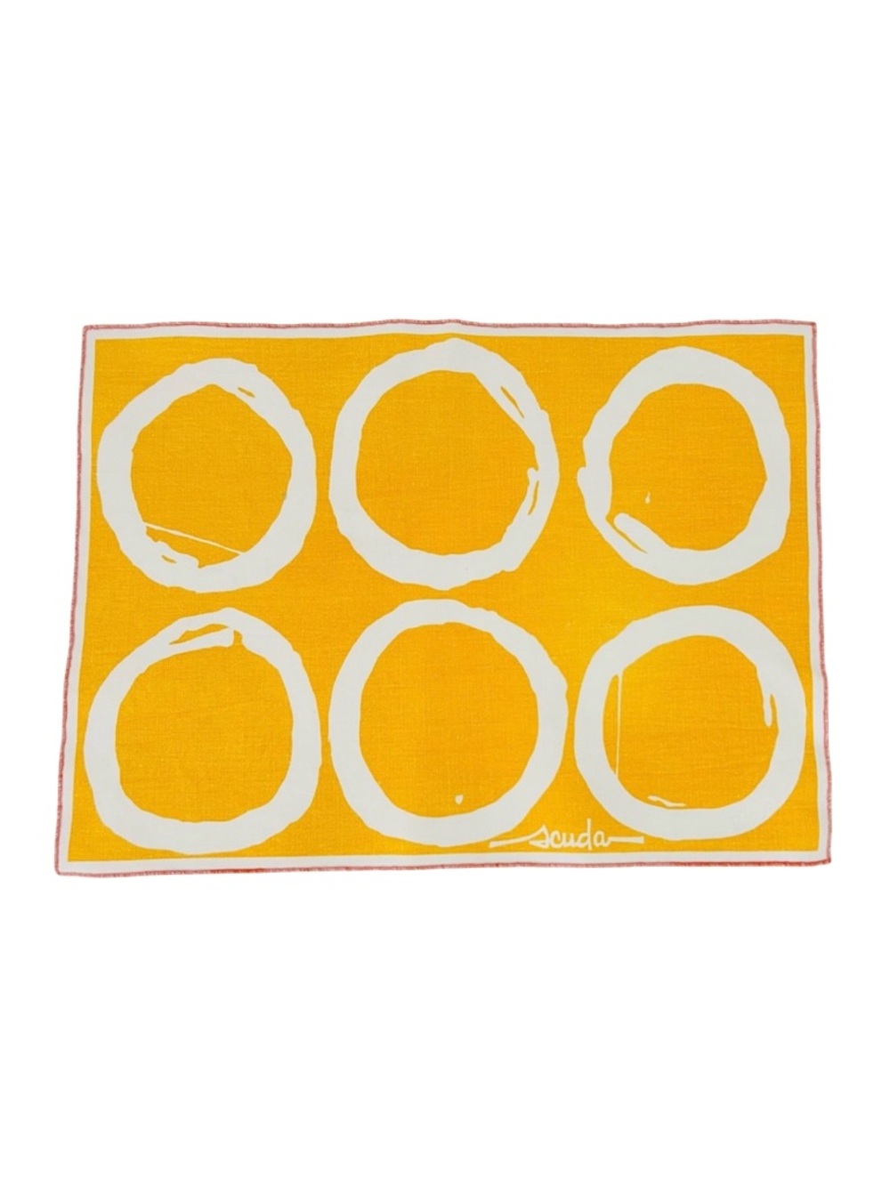 Vintage Scuda Italy Linen Table Mat / Doily | Mid-Century Modern | 18”x13”